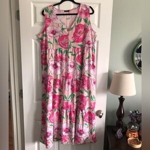 Izuria pink floral sleeveless dress in size 1XL